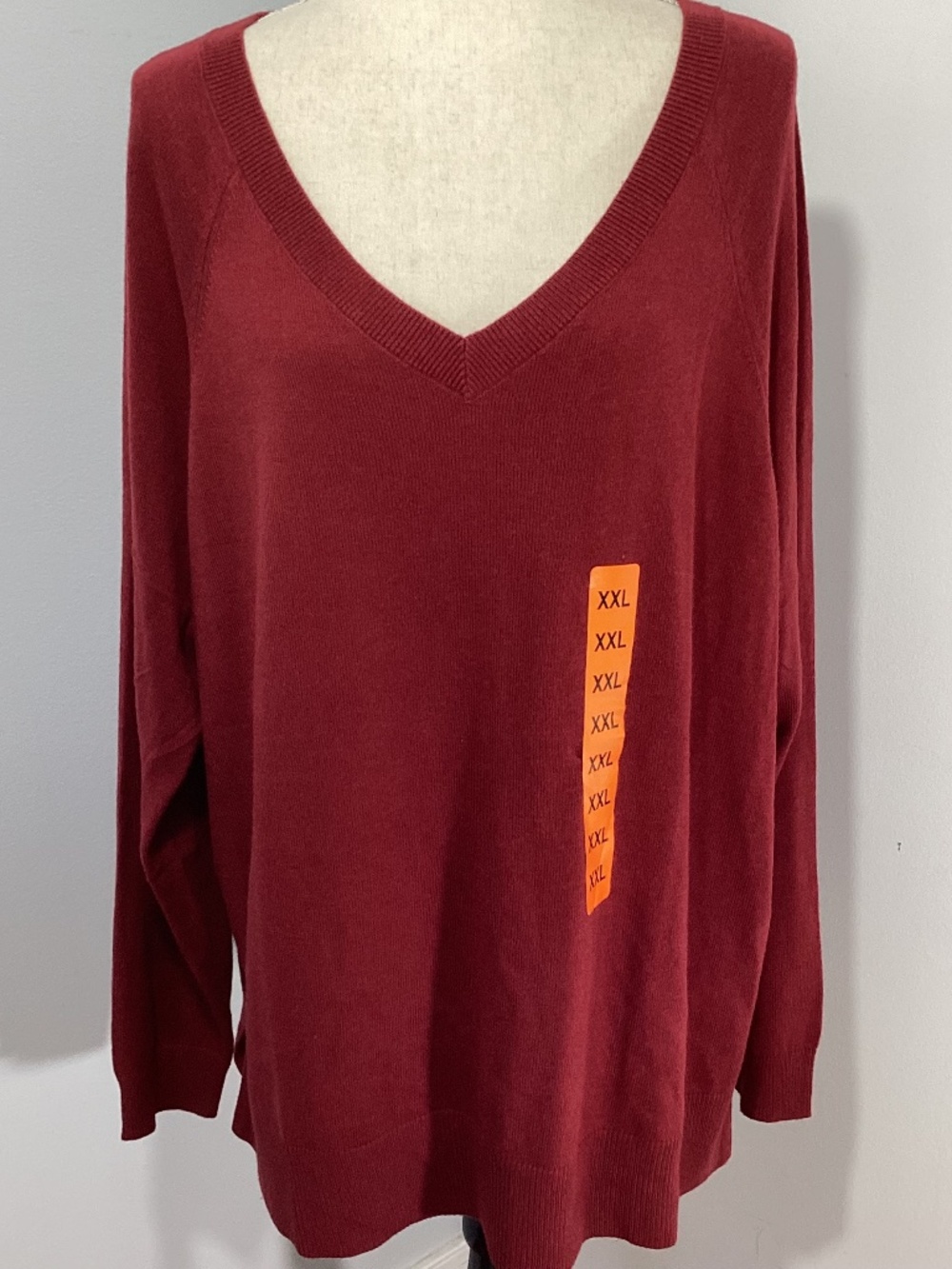 NWT LUCKY BRAND WOMAN'S XXL WINE LIGHTWEGHT SWEATER V-NECK RELAXED FIT